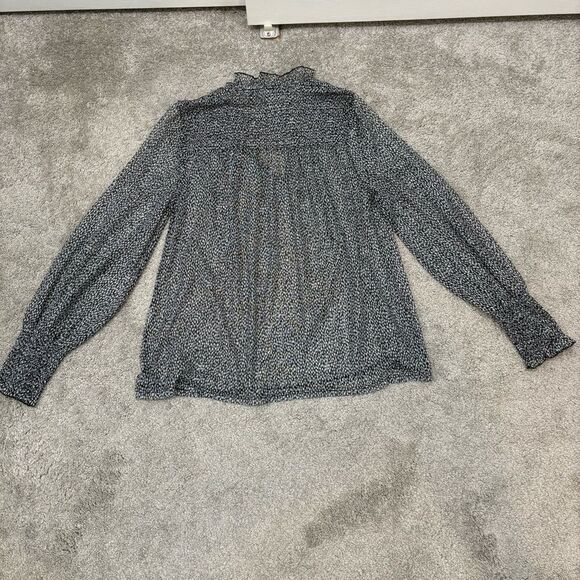 Chico’s Black & White Sheer Polkadot Tie Neck Top Size 0 (US S) - Picture 4 of 7